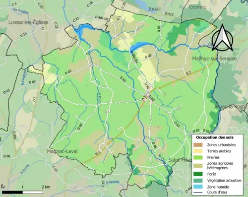 Carte en couleurs présentant l'occupation des sols.