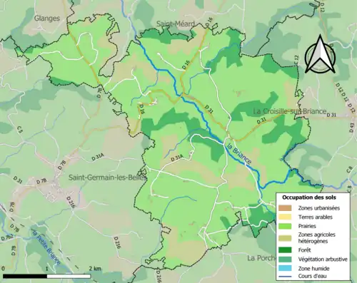 Carte en couleurs présentant l'occupation des sols.