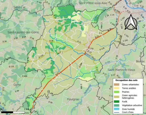 Carte en couleurs présentant l'occupation des sols.