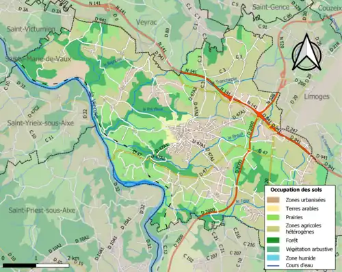 Carte en couleurs présentant l'occupation des sols.