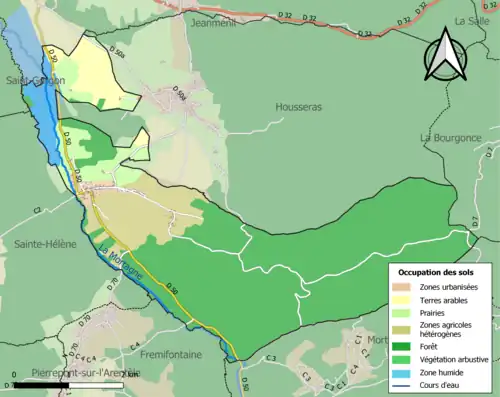 Carte en couleurs présentant l'occupation des sols.