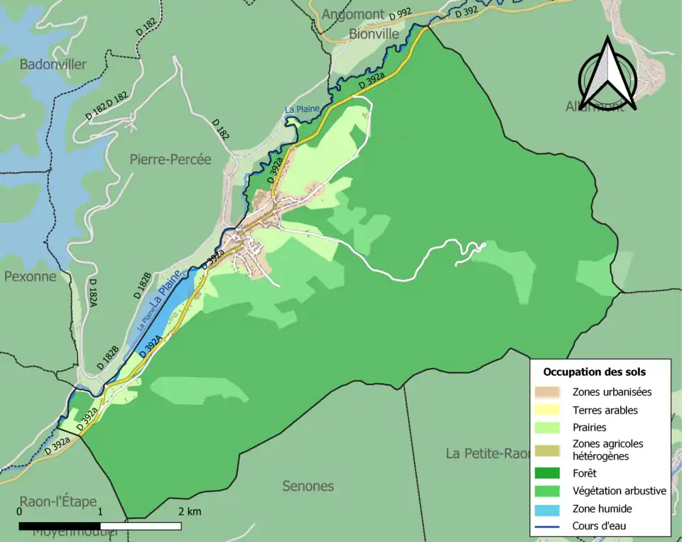 Carte en couleurs présentant l'occupation des sols.
