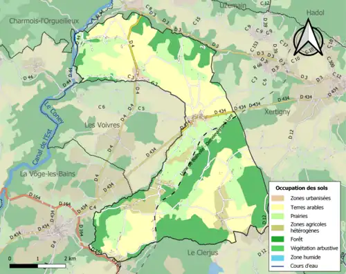 Carte en couleurs présentant l'occupation des sols.