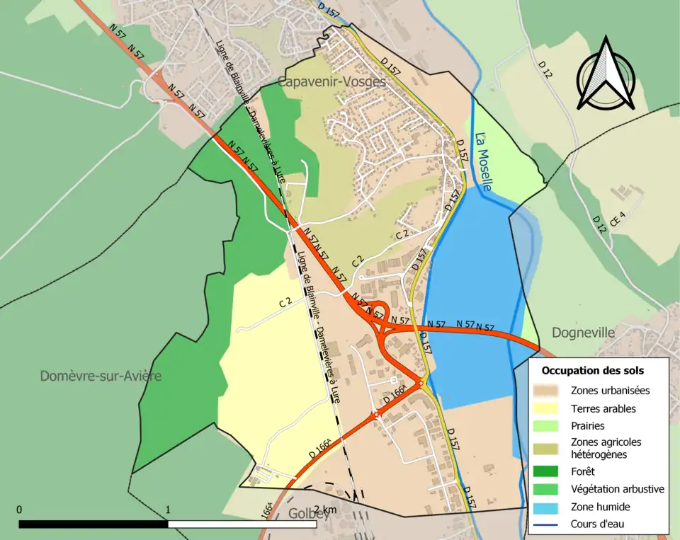Carte en couleurs présentant l'occupation des sols.