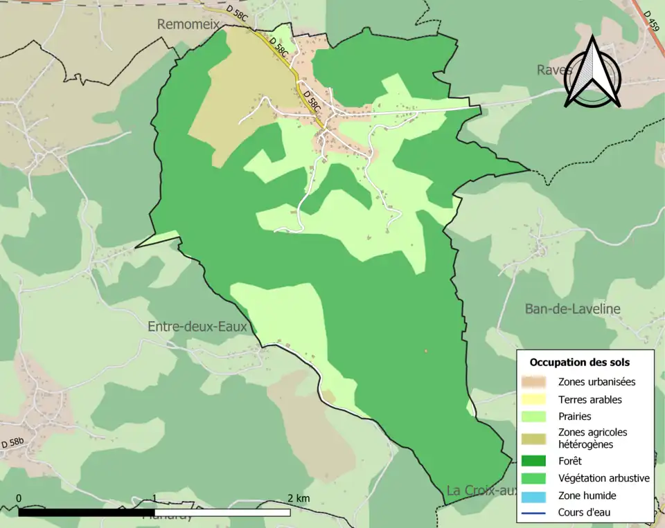 Carte en couleurs présentant l'occupation des sols.