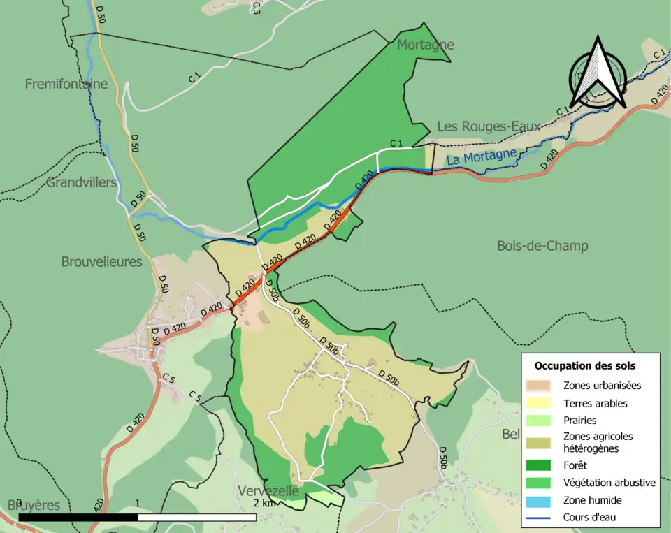 Carte en couleurs présentant l'occupation des sols.