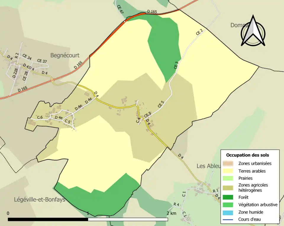 Carte en couleurs présentant l'occupation des sols.