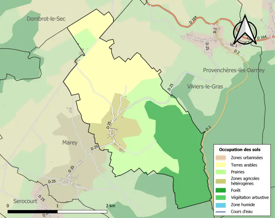 Carte en couleurs présentant l'occupation des sols.
