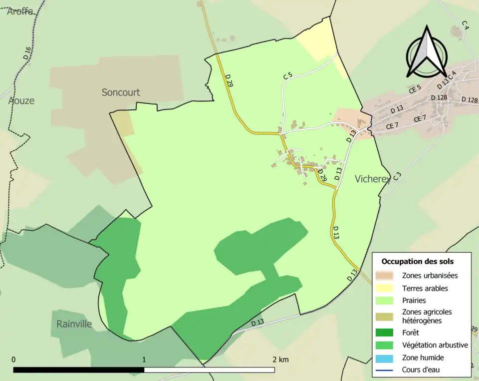 Carte en couleurs présentant l'occupation des sols.