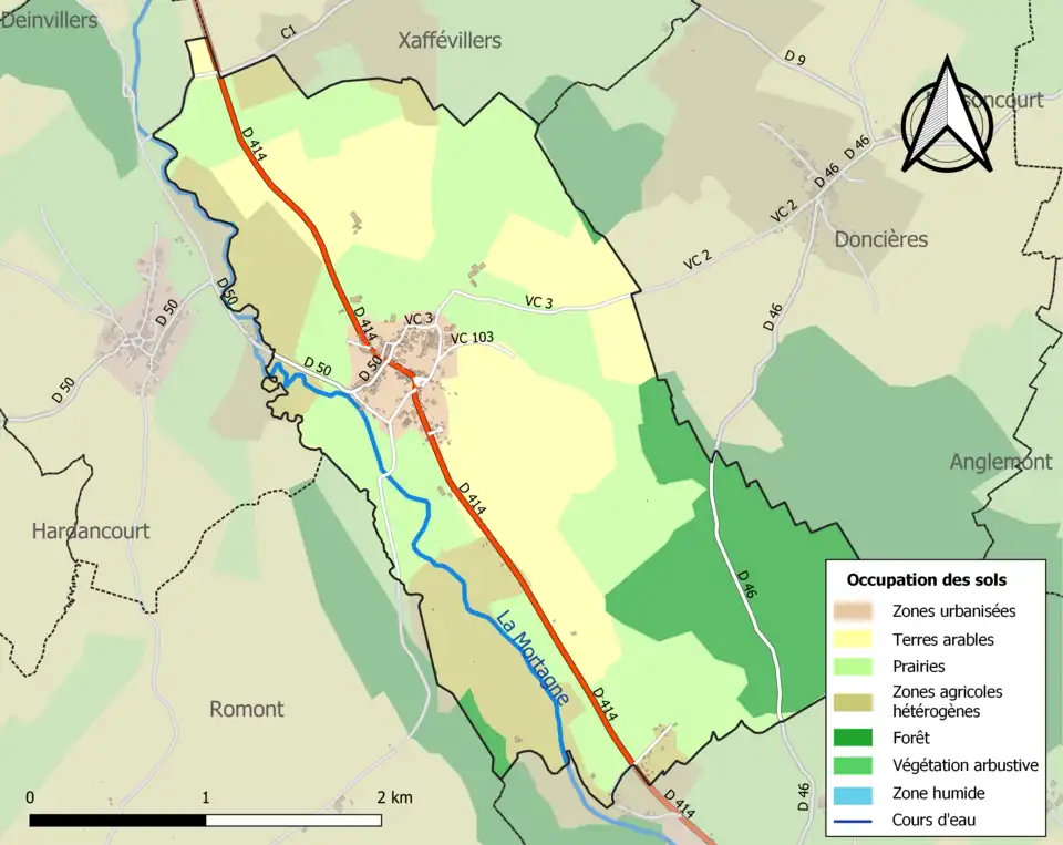 Carte en couleurs présentant l'occupation des sols.