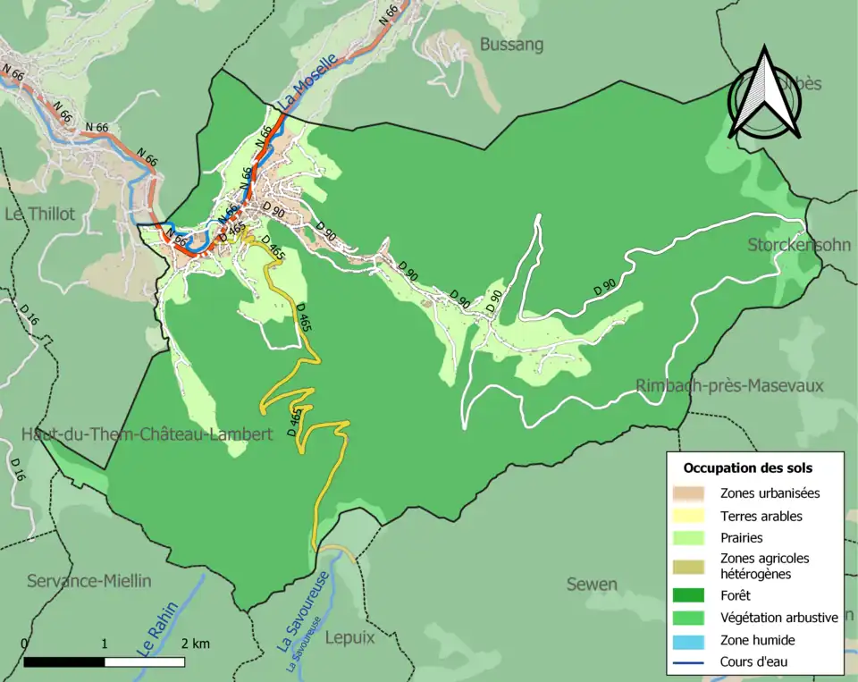 Carte en couleurs présentant l'occupation des sols.