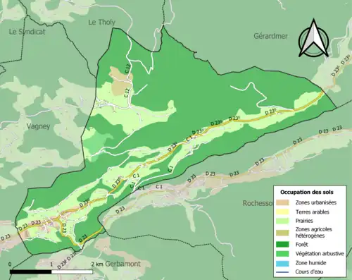 Carte en couleurs présentant l'occupation des sols.