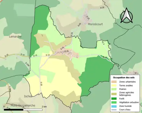 Carte en couleurs présentant l'occupation des sols.