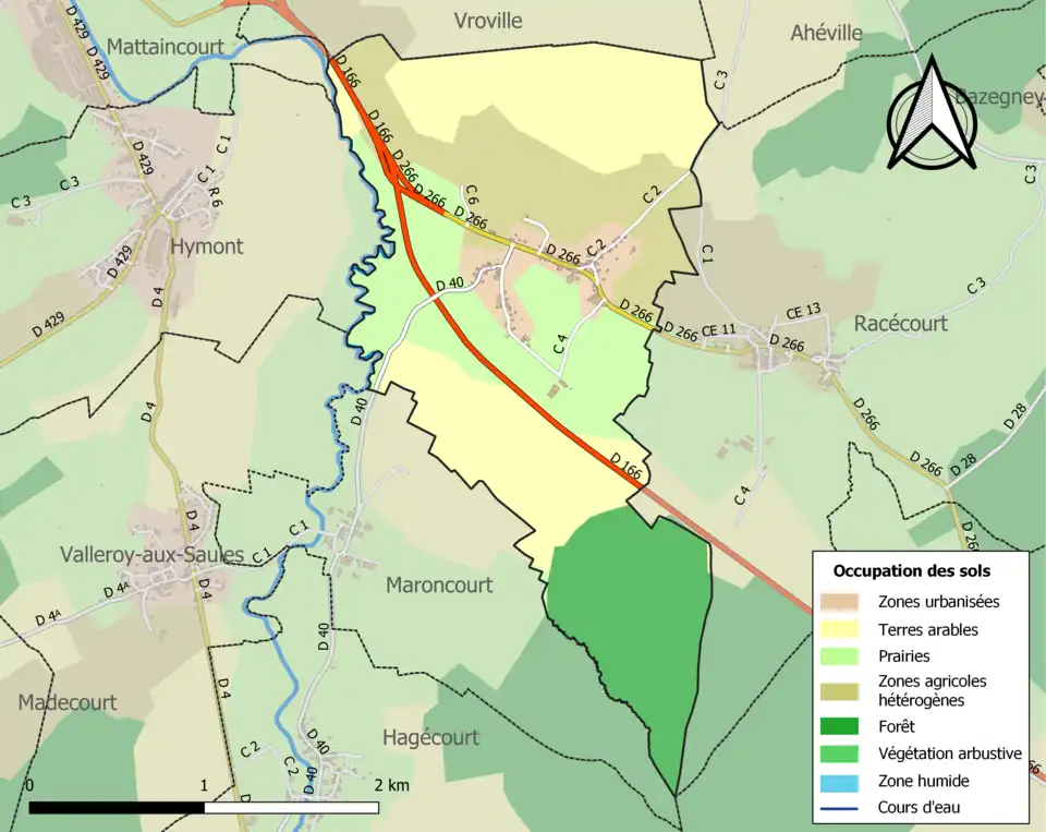 Carte en couleurs présentant l'occupation des sols.