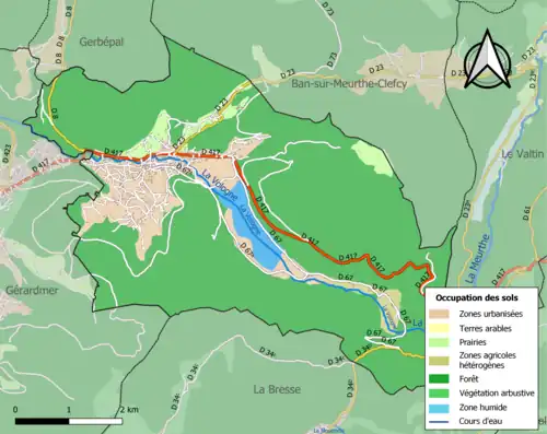 Carte en couleurs présentant l'occupation des sols.