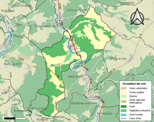 Carte en couleurs présentant l'occupation des sols.