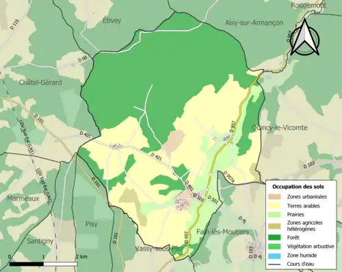 Carte en couleurs présentant l'occupation des sols.