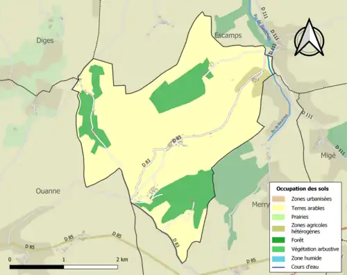 Carte en couleurs présentant l'occupation des sols.