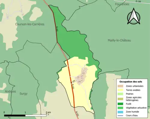 Carte en couleurs présentant l'occupation des sols.