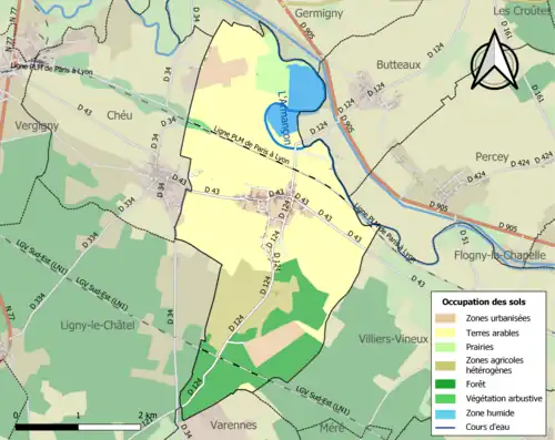Carte en couleurs présentant l'occupation des sols.