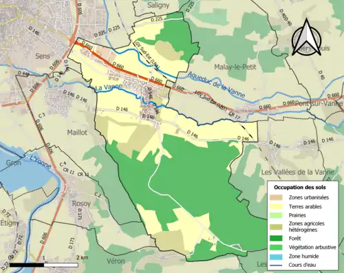 Carte en couleurs présentant l'occupation des sols.