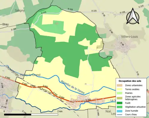 Carte en couleurs présentant l'occupation des sols.