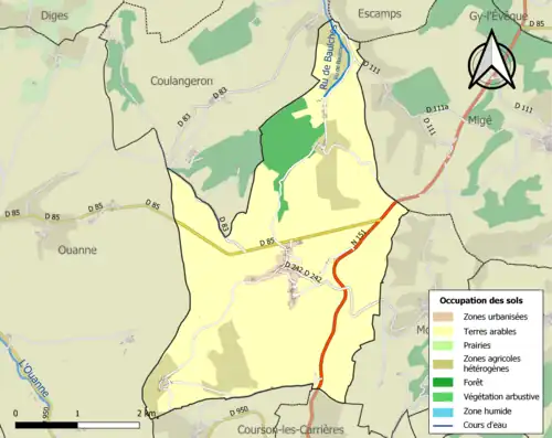Carte en couleurs présentant l'occupation des sols.