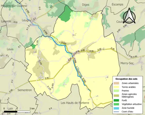 Carte en couleurs présentant l'occupation des sols.