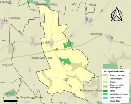 Carte en couleurs présentant l'occupation des sols.