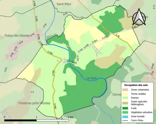 Carte en couleurs présentant l'occupation des sols.