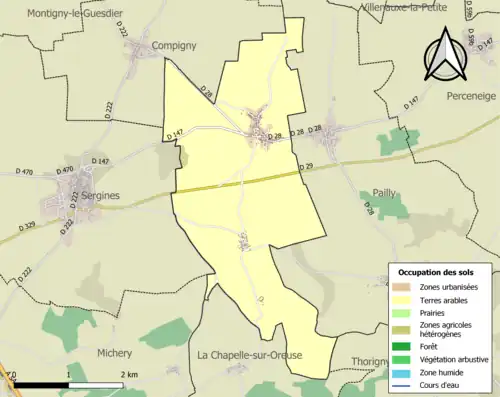 Carte en couleurs présentant l'occupation des sols.