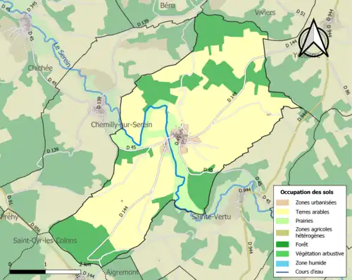 Carte en couleurs présentant l'occupation des sols.