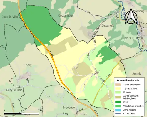 Carte en couleurs présentant l'occupation des sols.