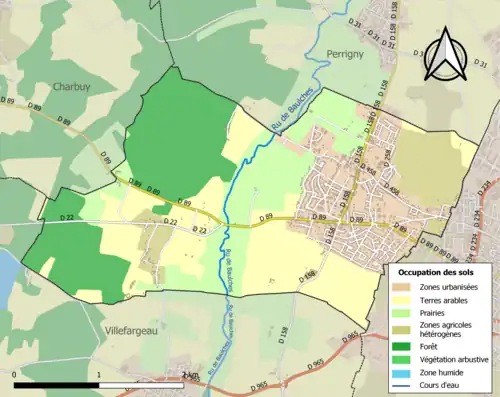 Carte en couleurs présentant l'occupation des sols.