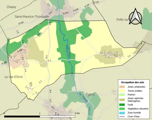 Carte en couleurs présentant l'occupation des sols.