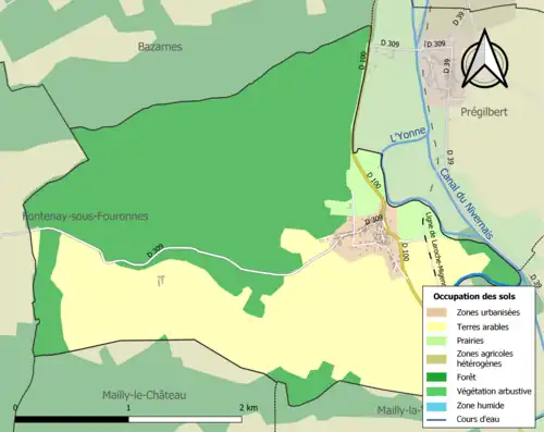 Carte en couleurs présentant l'occupation des sols.