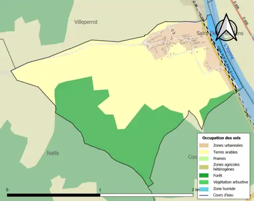 Carte en couleurs présentant l'occupation des sols.