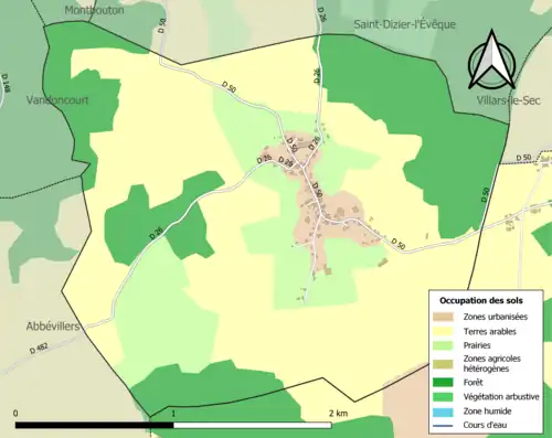 Carte en couleurs présentant l'occupation des sols.