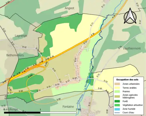 Carte en couleurs présentant l'occupation des sols.