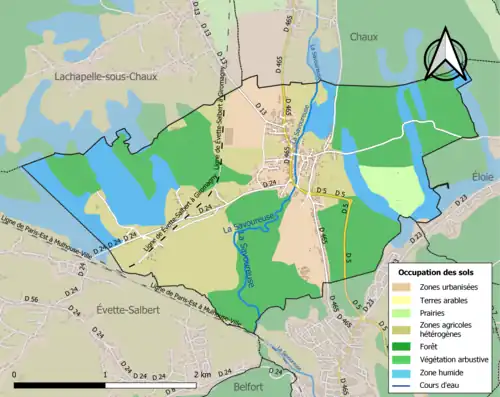 Carte en couleurs présentant l'occupation des sols.