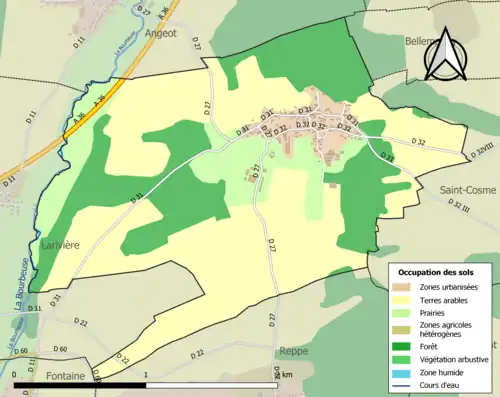 Carte en couleurs présentant l'occupation des sols.