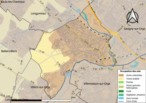 Carte en couleurs présentant l'occupation des sols.