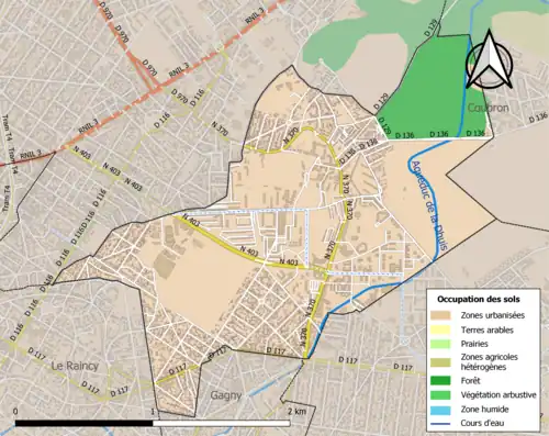 Carte en couleurs présentant l'occupation des sols.