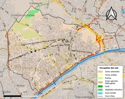 Carte en couleurs présentant l'occupation des sols.