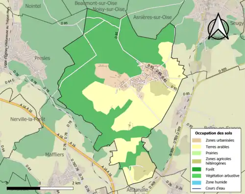 Carte en couleurs présentant l'occupation des sols.