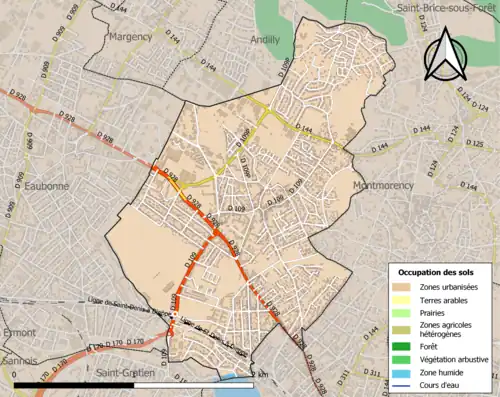 Carte en couleurs présentant l'occupation des sols.