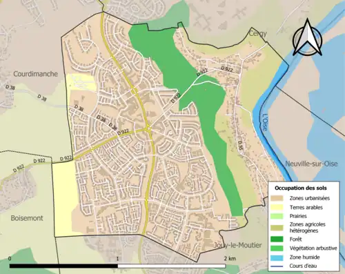 Carte en couleurs présentant l'occupation des sols.