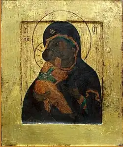 Icône de la Mère de Dieu de Vladimir, peintre inconnu, fin du XVIe&nbsp;siècle