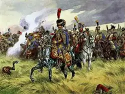 Hussards français du 9e régiment de hussards en 1809.