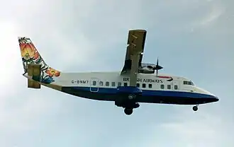 G-BNMT, le Short 360 de Loganair impliqué dans l'accident, photographié en août 2000.